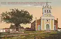 Historic postcard, c.1900, of Nuestra Señora del carmen church and the Tamarind tree monument, both built during the colonial times, the 2 first elements of the park.