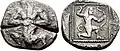 Coin type of the Cyprus double Siglos from Lapethus found later near the hoard. Late 6th-early 5th century BCE