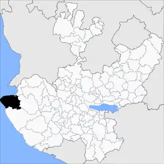 Location of the municipality of Cabo Corrientes within the state of Jalisco