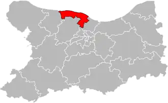Situation of the canton of Courseulles-sur-Mer in the department of Calvados