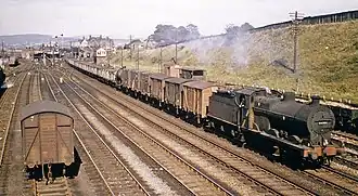Freight train at Carnforth station