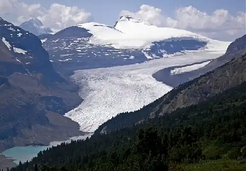 Saskatchewan Glacier with Castleguard Mountain from Parker Ridge