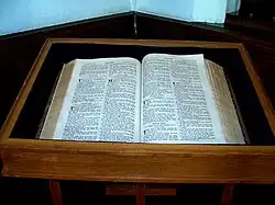 The Bible given to the Mohawks by Queen Victoria.