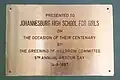 The Occasion of their Centenary By The Greenin Of Hillbrow Committee 14-8-1987