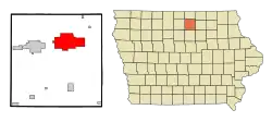 Location of Mason City, Iowa