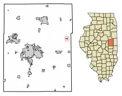 Location of Royal in Champaign County, Illinois.