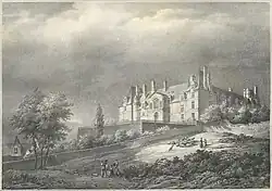 Chateau d'Ecouen, lithograph by C. Motte from the drawing by Renoux