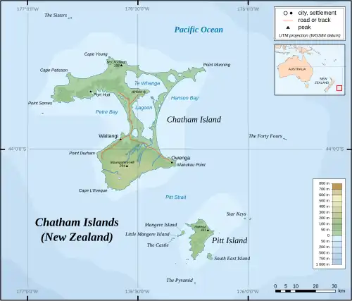 Waitangi is located in Chatham Islands