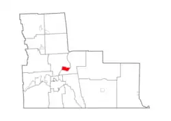 Map highlighting Chenango Bridge's location within Broome County.