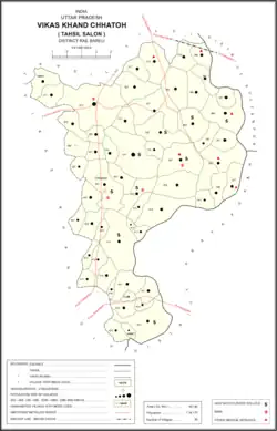 Map showing Hajipur (#385) in Chhatoh CD block