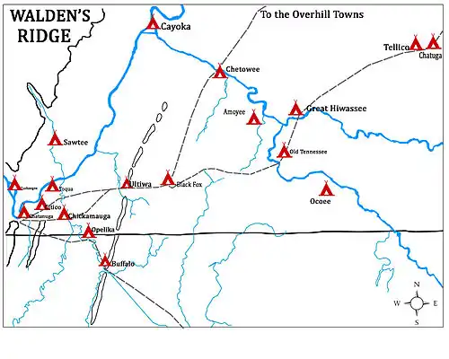 Map of Chickamauga and other Native American towns