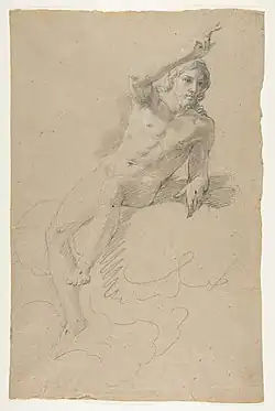 Christ Blessing, black chalk, highlighted with white, on grayish brown paper, Metropolitan Museum of Art, New York