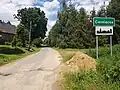 Ciermięcice - ę on a road sign in Poland
