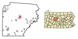 Location of Clearfield in Clearfield County, Pennsylvania.