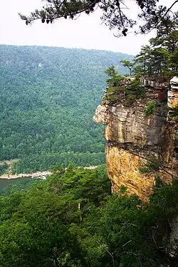 New River Gorge, Section of the cliff at Endless Wall cliff