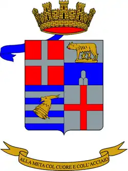 The coat of arms of the 9th Self-propelled Field Artillery Group ("Brennero") of the Italian Army