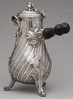 Coffeepot, decorated with foliage; 1757; silver; height: 29.5&nbsp;cm; Metropolitan Museum of Art, New York