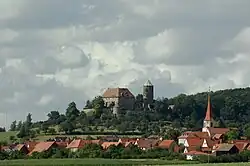 View of Colmberg with Colmberg Castle and Church of Saint Ursula