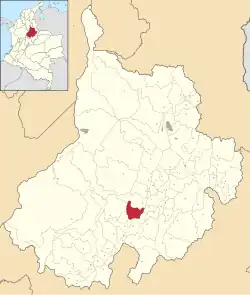 Location of the municipality and town of Chima (town) in the Santander Department of Colombia.