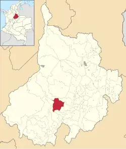 Location of the municipality and town of Santa Helena del Opón in the Santander Department of Colombia.
