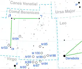 Map of the constellation Coma Berenices