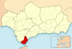 Location of Campo de Gibraltar in Andalusia, Spain