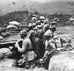 Rebel soldiers entrenched in the outskirts of Amparo.