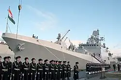 INS Tarkash during its commissioning ceremony.