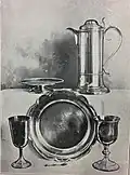 Jessen gave St. John's the silver chalice, flagon, and paten (1814), St. John's Anglican Church, Lunenburg, Nova Scotia, Canada