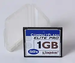 A Kingston CompactFlash card with 1&nbsp;GB capacity