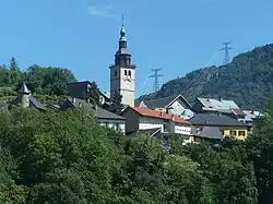 Conflans seen from Albertville, with Saint-Grat Church.