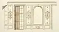 Cross-section of half the gallery of Monseigneur at the Château-Neuf in Meudon, condition in 1709. Nationalmuseum de Stockholm
