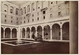 McKim Building courtyard, soon after opening, c. 1895.