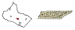 Location of Alamo in Crockett County, Tennessee.