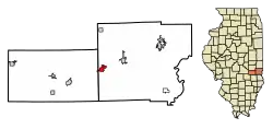 Location of Casey in Clark County, Illinois.
