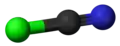Ball and stick model of cyanogen chloride