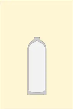 The cylinder has been closed at the top by further cold forming, and the neck is still closed