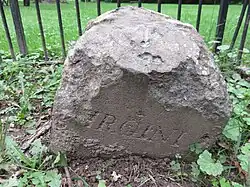 The Benjamin Banneker: SW-9 Intermediate Boundary Stone, located at the border between Arlington and Falls Church, was one of many stones placed as a part of the in 1791 survey
