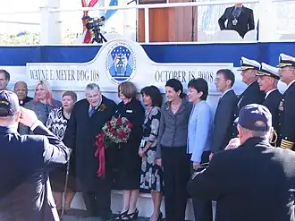 Christening party at the USS Wayne E. Meyer Christening at Bath Iron Works October 18, 2008