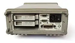 Rear of Keysight 34970A data acquisition chassis / multimeter with IEEE&nbsp;488 port