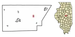 Location of De Witt in De Witt County, Illinois.