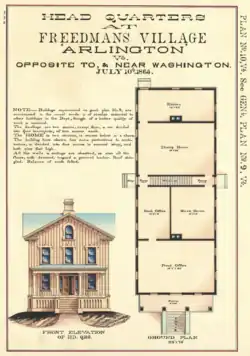 Architectural plan of headquarters at Freedman's Village, 1865