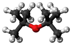 Ball-and-stick model of the di-tert-butyl ether molecule