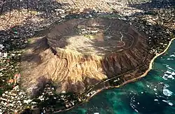 Aerial view of Diamond Head Crater
