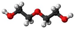 Ball-and-stick model of the diethylene glycol molecule