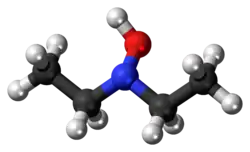 Ball-and-stick model of the diethylhydroxylamine molecule