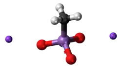 Two sodium cations and one methyl arsenate anion