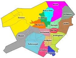 Al-Mydan on the District map of Damaskus
