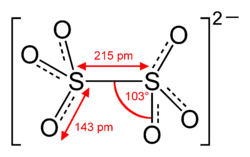 Skeletal formula of dithionate with assorted dimensions