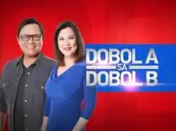 An image of Arnold Clavio and Ali Sotto, over a red background. The show title is displayed on the right side of the image.
